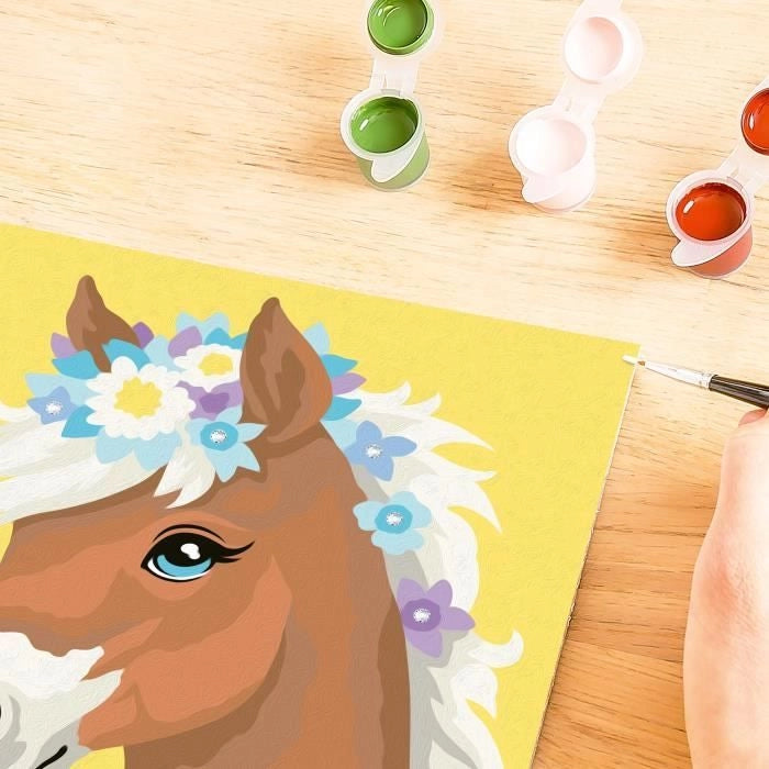 CreArt Kids 18x24cm Flowery Horse, Kit di pittura con i numeri, Numero d'arte, Età 7+, 25906, Ravensburger