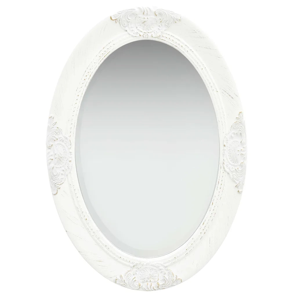 Specchio da Parete Stile Barocco 50x70 cm Bianco