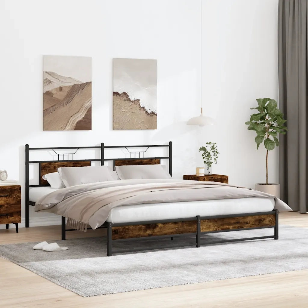 Giroletto senza Materaso in Metallo Rovere Fumo 180x200 cm 3325109