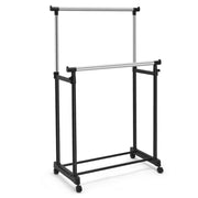 Appendiabiti doppio di metallo con ruote regolabile 86x43x94-168cm