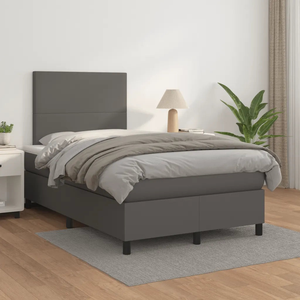 Giroletto a Molle con Materasso Grigio 120x190 cm in Similpelle 3269969
