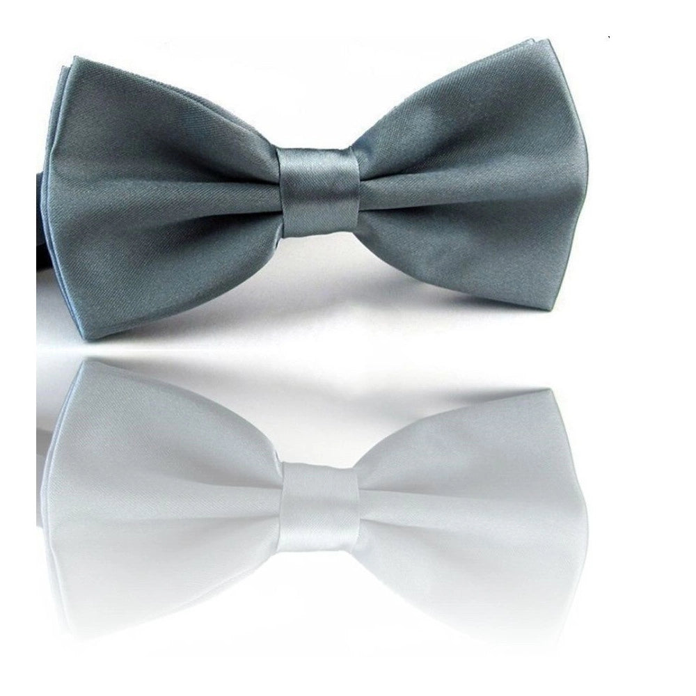 Trade Shop - Papillon Seta Grigio Perla Cravattino Farfallino Cravatta Frack Uomo Donna -