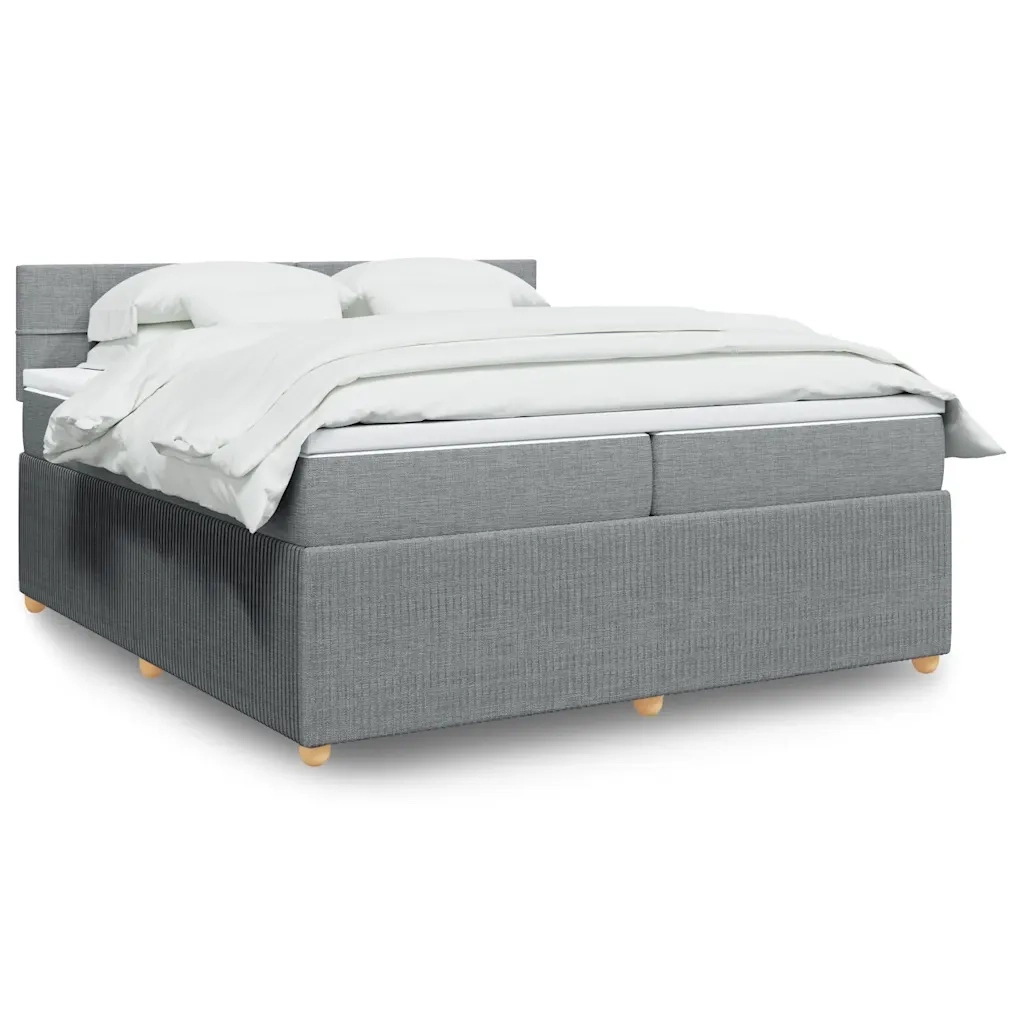Giroletto a Molle con Materasso Grigio Chiaro 200x200cm Tessuto