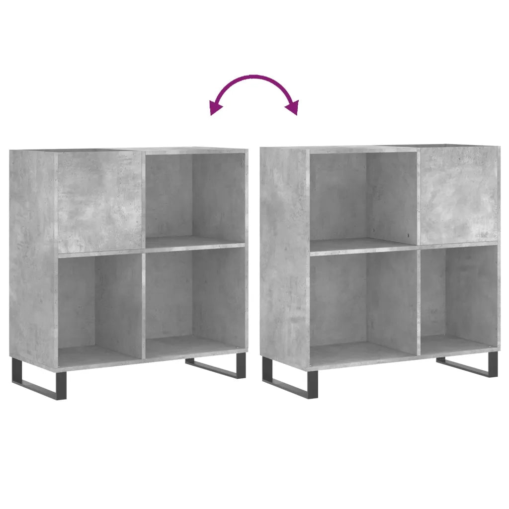 Mobile Porta Dischi Grigio Cemento 84,5x38x89 Legno Multistrato 831784