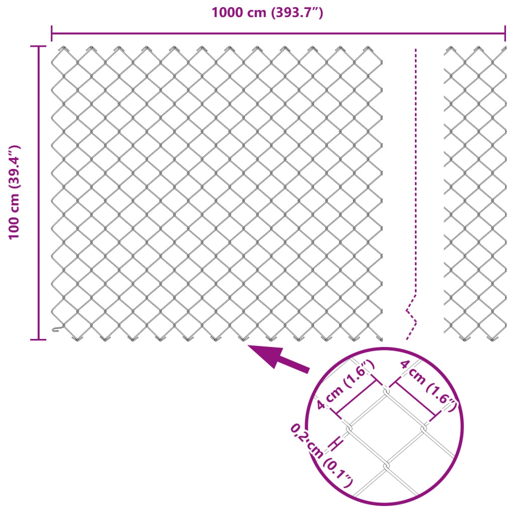 Recinzione a Maglie 1x10 m in Acciaio Galvanizzato