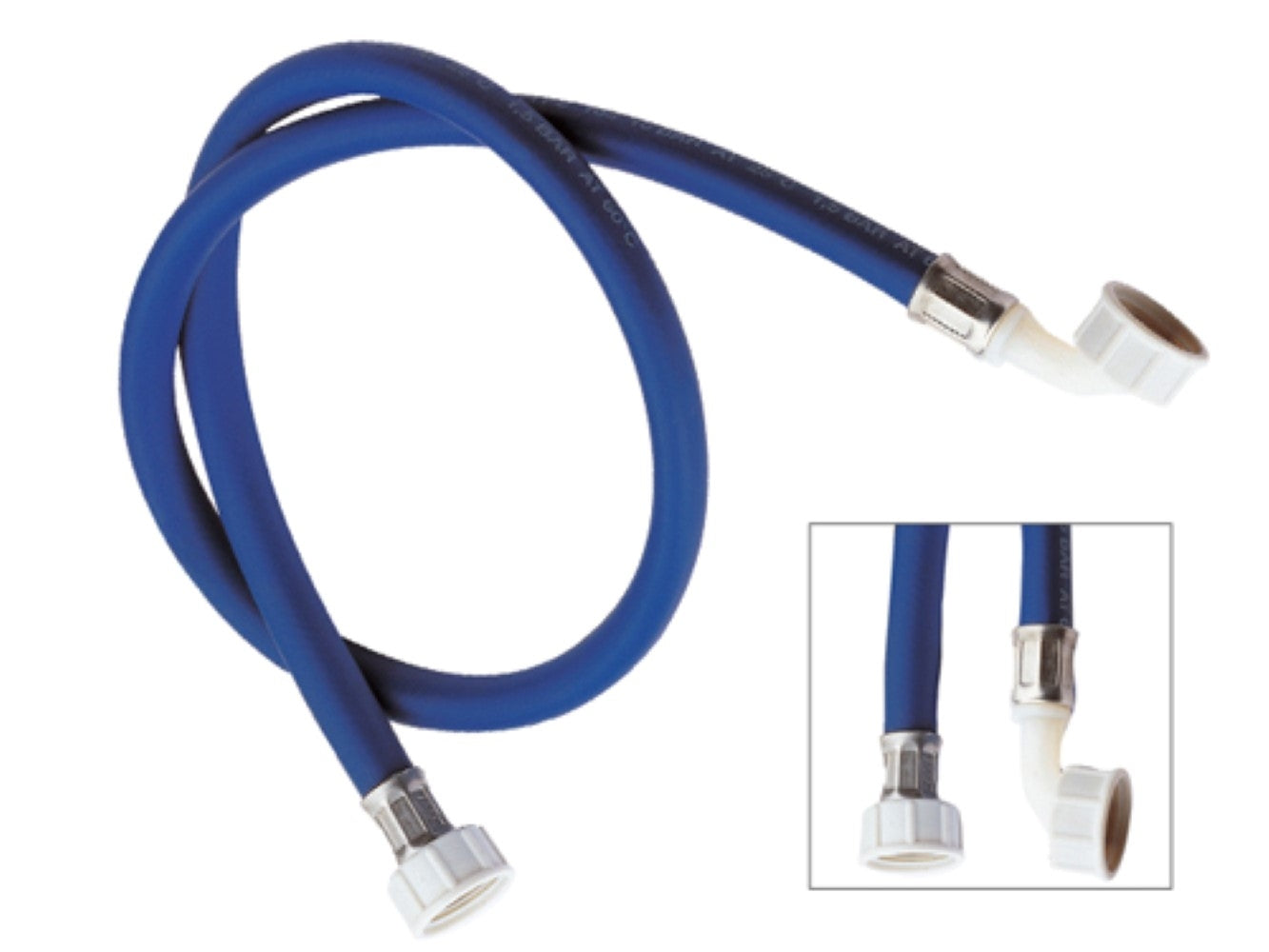 Tubo di carico per lavatrice, colore blu con curvetta 150 cm