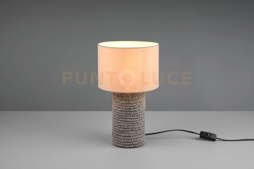 MALA LAMPADA DA TAVOLO CERAMICA MARRONE PARALUME BEIGE H.38CM 1 LUCE ATTACCO E27