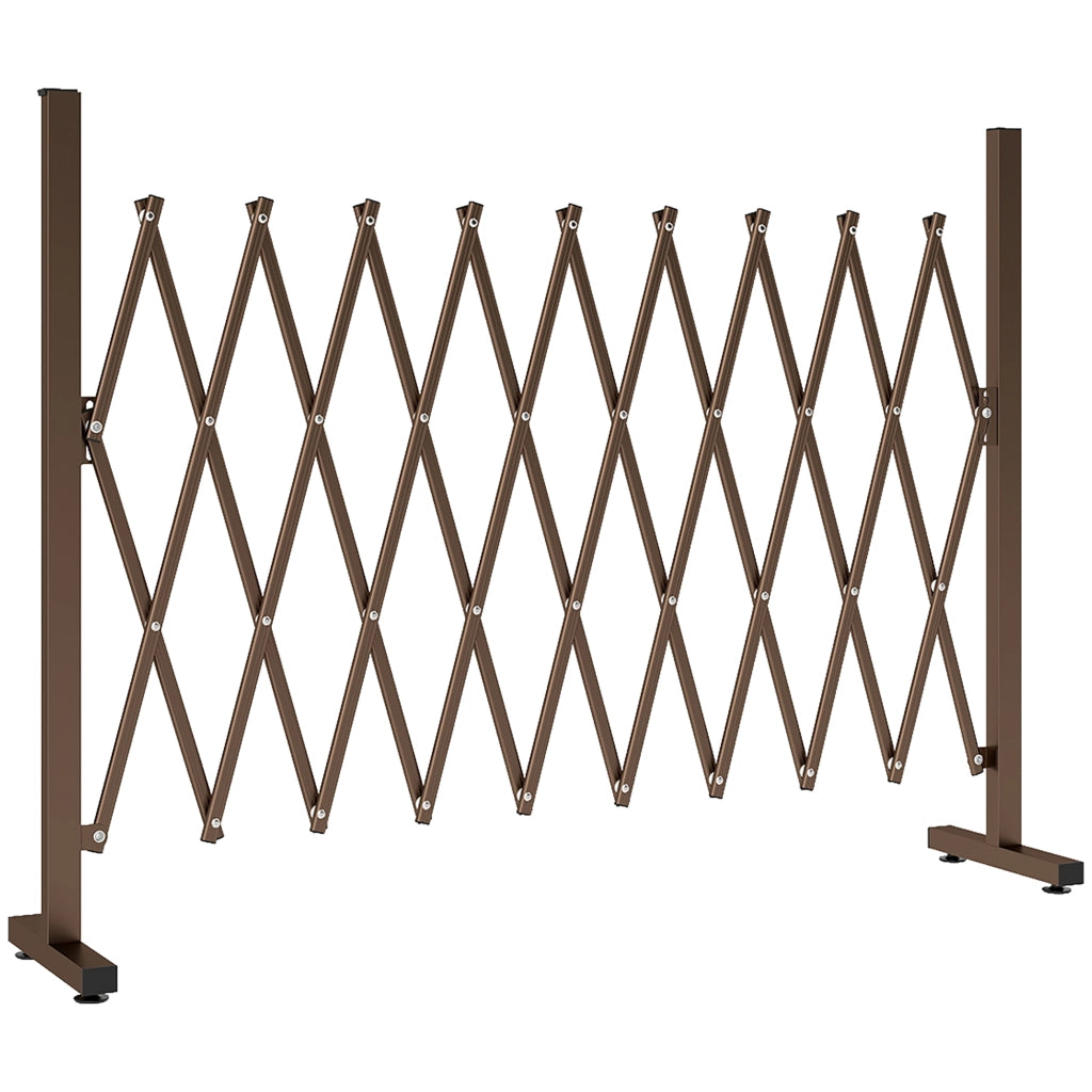 Recinzione per Giardino 250x31x103,5 cm a Larghezza Regolabile in Metallo e Alluminio Marrone