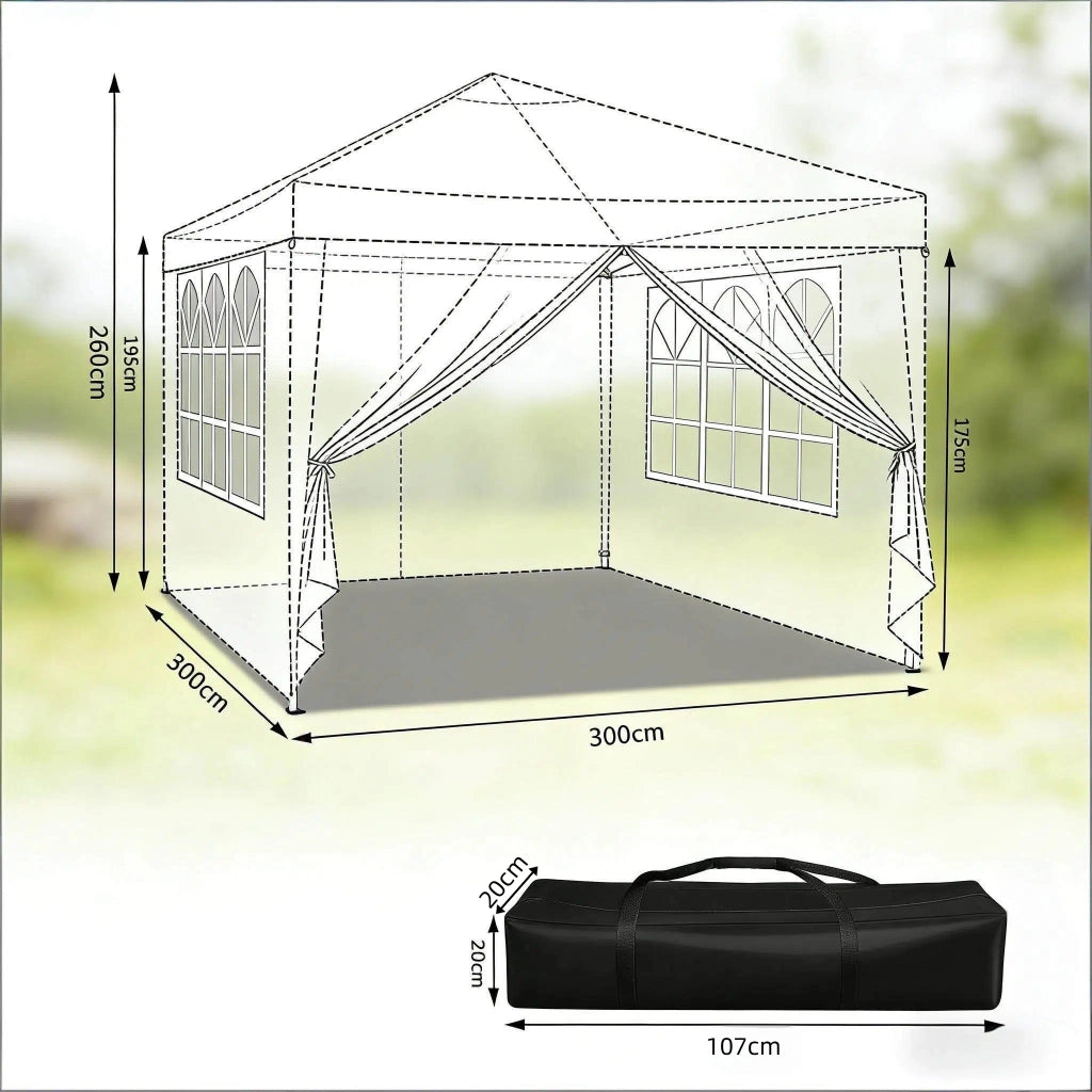 Pavillon Da Giardino Pieghevole 3x3 M Antracite Ferro E Tessuto Oxford Per Esterni Con Altezza Regolabile