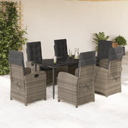 Set da Pranzo da Giardino 7 pz con Cuscini in Polyrattan Grigio 3212356