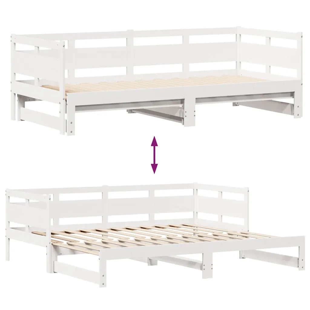 Letto Estraibile con Cassetti senza Materasso-Struttura Letto con contenitore Bianco 90x200 cm 519523