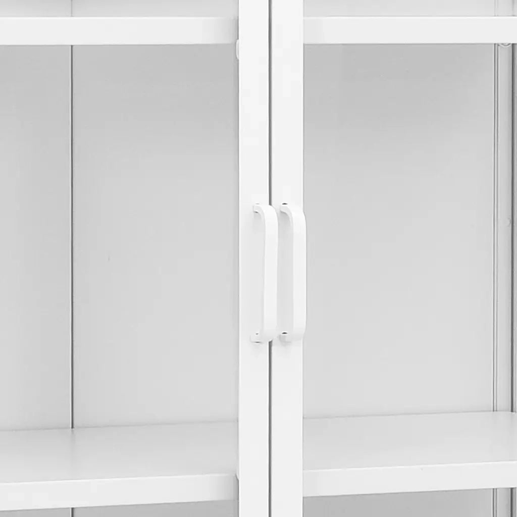 Credenza Alta Bianca 80x35x135 cm Acciaio e Vetro Temperato 335884