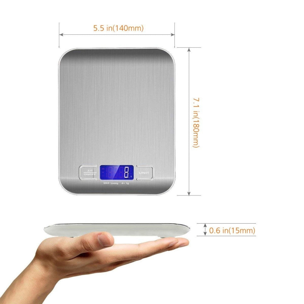 Trade Shop - Bilancia Elettronica Digitale Da Cucina Digitale In Acciaio Inossidabile Max 5kg -