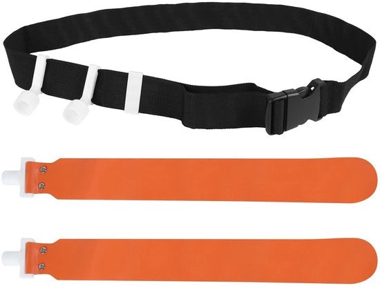 Kit di Calcio Sostenibile - Cintura di Calcio con Bandiera - Cintura in PVC - Cinturino di Potenziamento - 2 Bandiere - Lunghezza 120 cm - Cintura di Bandiera
