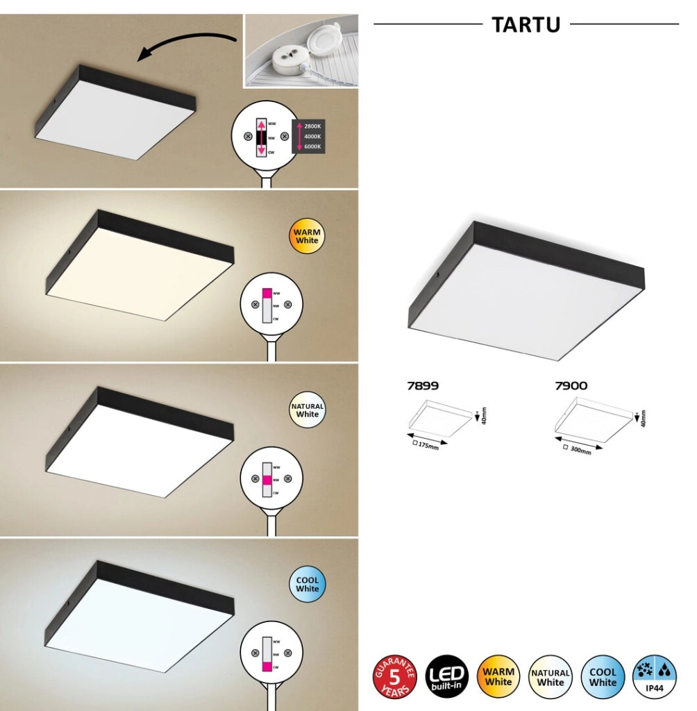 Plafoniera esterna quadrata LED 24W nera Tartu Rabalux