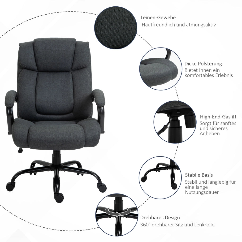 Sedia da ufficio ergonomica girevole ¨C Xylo ¨C Braccioli imbottiti, portata 220 kg, Grigio