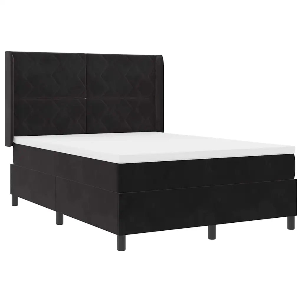 Letto a molle con materasso Nero 160 x 200 cm Velluto 3342070