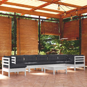 Set Divani da Giardino 9 pz con Cuscini Bianchi Legno di Pinocod mxl 121450