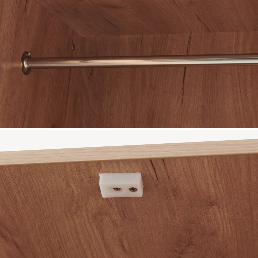 Armadio Guardaroba Norg con 2 Ante e Scomparto 191x80x52 cm - Effetto Rovere [en.casa]