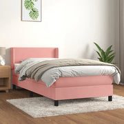 Giroletto a Molle con Materasso-Struttura Letto Rosa 90x190 cm in Velluto 668518