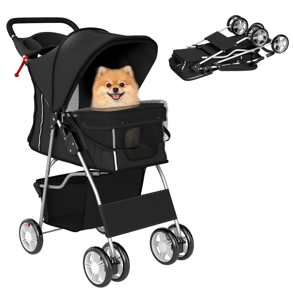 Carrello per Cani Pieghevole ¨C Zephmum ¨C 77x44x102 cm Nero