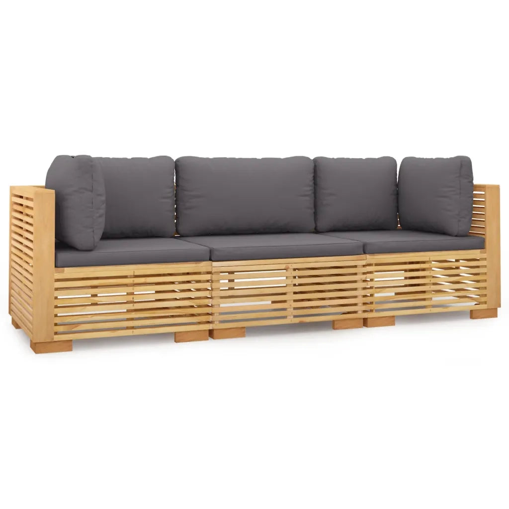 Set Divani da Giardino 3 pz con Cuscini Legno Massello di Teakcod mxl 97565