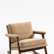 Poltrona a dondolo 83x73x80 cm in velluto marrone chiaro per lettura e relax