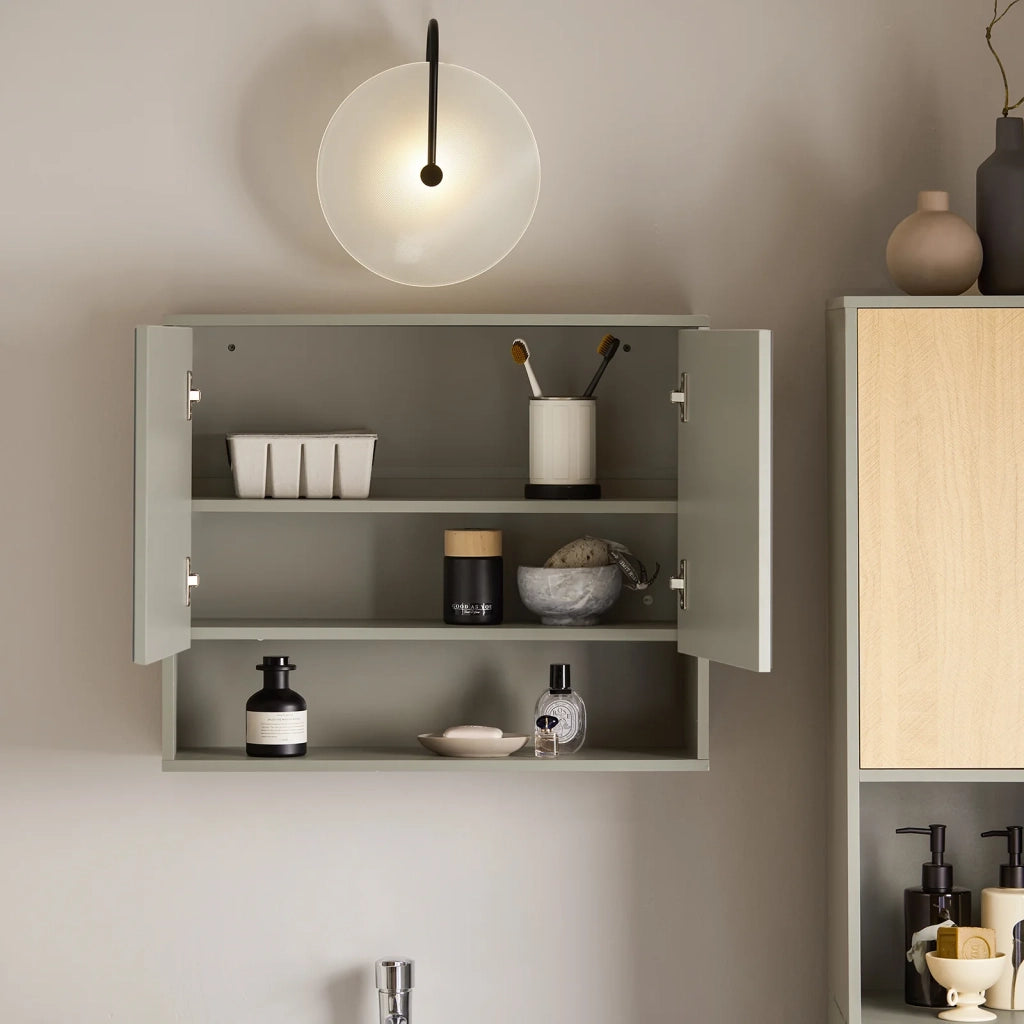 Pensile Da Bagno Mobile Bagno Con Specchio E Due Ante Grigio 60x19.5x49.5cm BZR134-NG