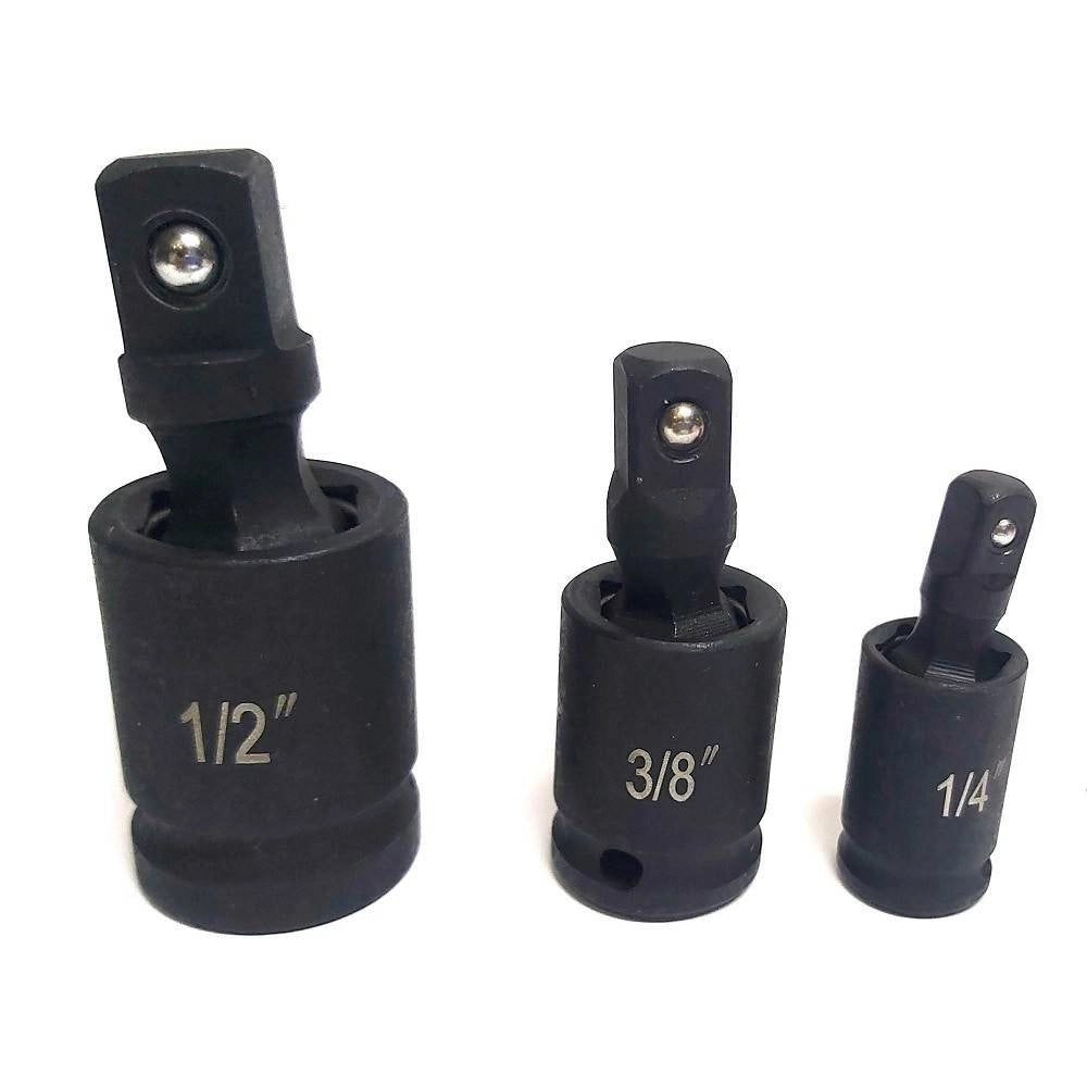 Trade Shop - Adattatore Chiave Bussola Cricchetto Set 3pz Riduttori 1/2 1/4 3/8 Snodo Sferico -