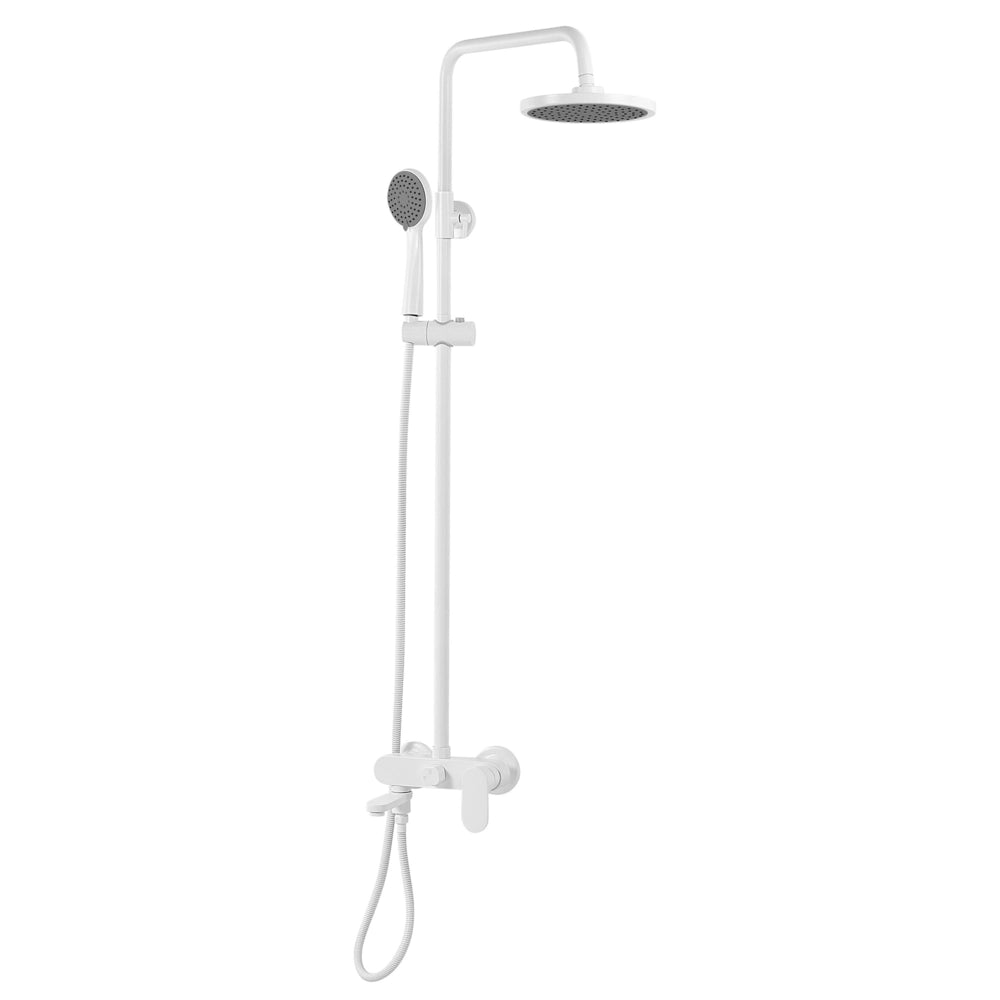 Moderno Set Colonna Doccia da Muro con Soffione a Pioggia in Ottone Bianco Opaco