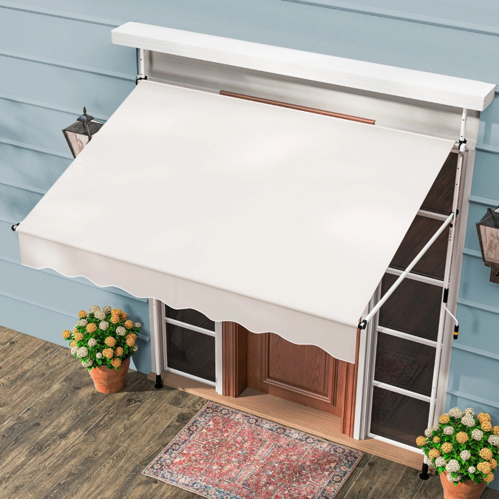 Tenda da sole regolabile in altezza con manovella per finestre e porte, Tenda da sole 200 x 300 cm Beige-Tende parasole