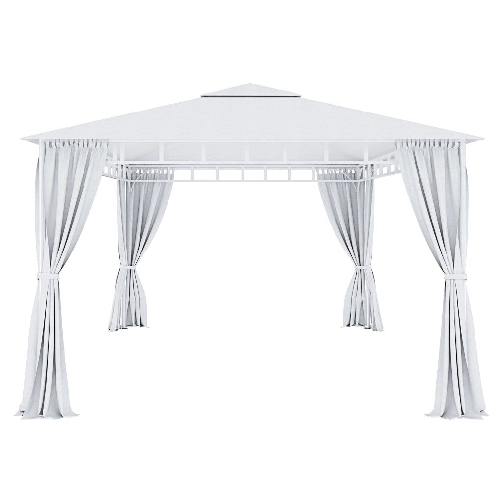 Gazebo Da Giardino 3 x 4 M Con Tende Laterali Richiudibili Struttura In Acciaio Bianco Robusto Copertura Impermeabile 180 g/m² Con 4 Teli Laterali Esterno Giardino Piscina Ombreggiante Privacy Bianco