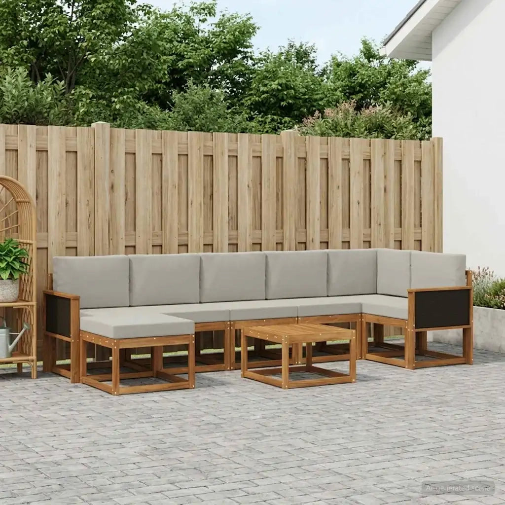 Set di divani da esterno 8 pcs Naturale e Grigio Chiaro