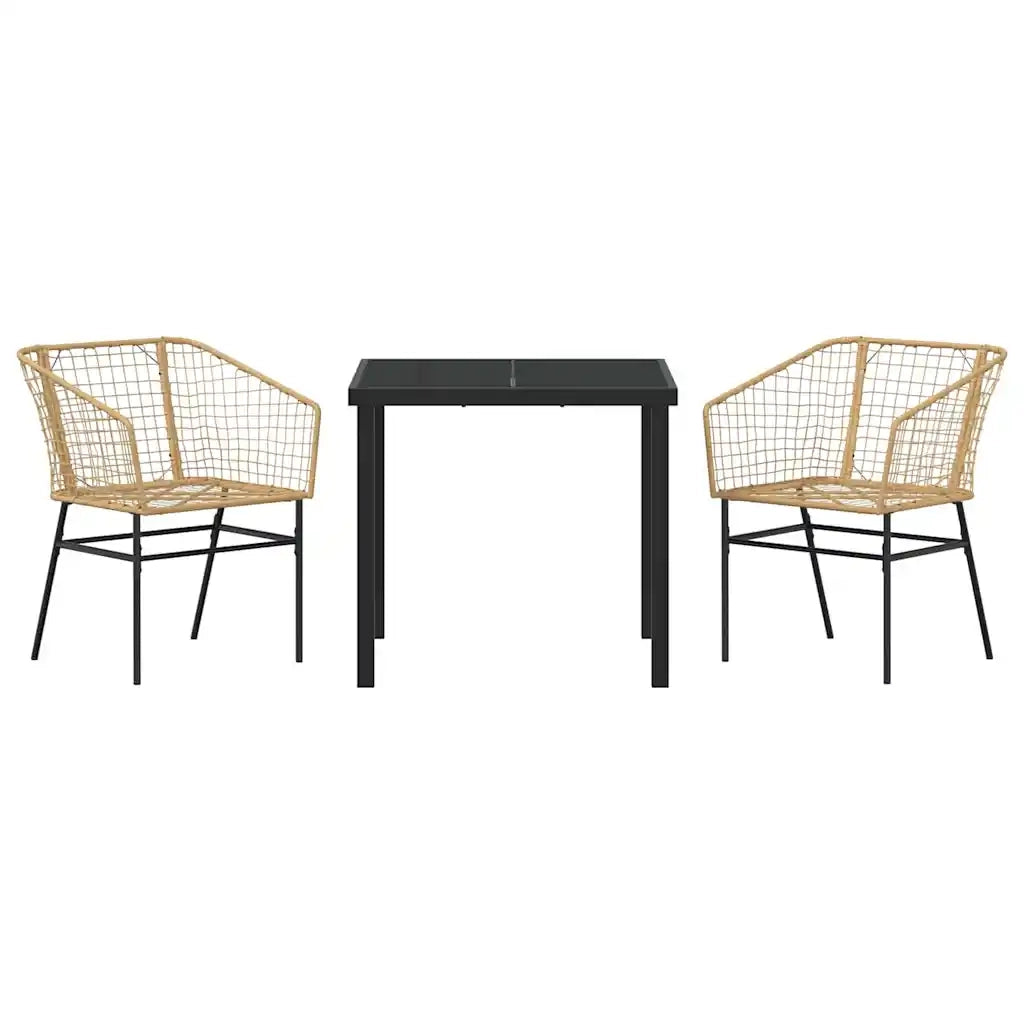 Set da Pranzo per Giardino 3 pcs Marrone polyrattan 3380897