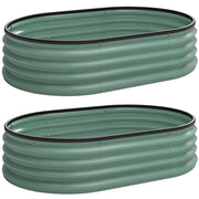 SET DI 2 AIUOLE RIALZATE IN METALLO GALVANIZZATO CON BORDO IN GOMMA E DESIGN MODULARE, 135X90X30 CM VERDE