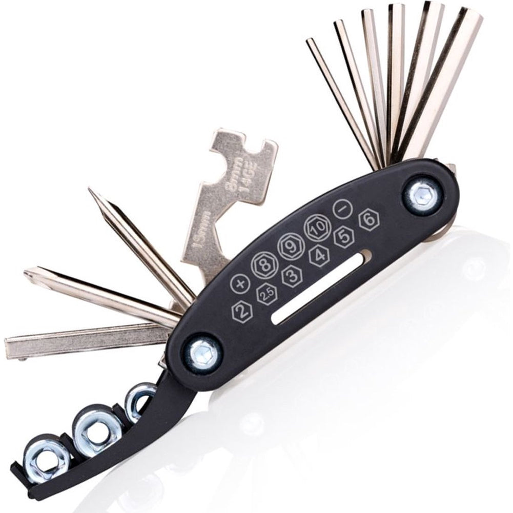 Kit 14 Attrezzi per Riparazione Bicicletta Multiuso Custodia Chiusura a Velcro