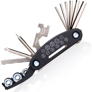 Kit 14 Attrezzi per Riparazione Bicicletta Multiuso Custodia Chiusura a Velcro