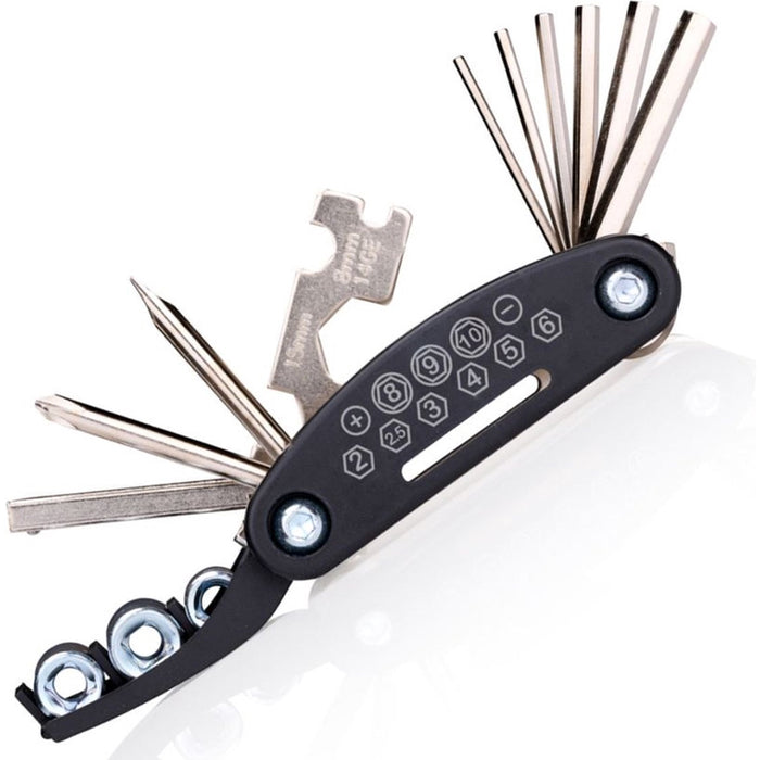 Kit 14 Attrezzi per Riparazione Bicicletta Multiuso Custodia Chiusura a Velcro