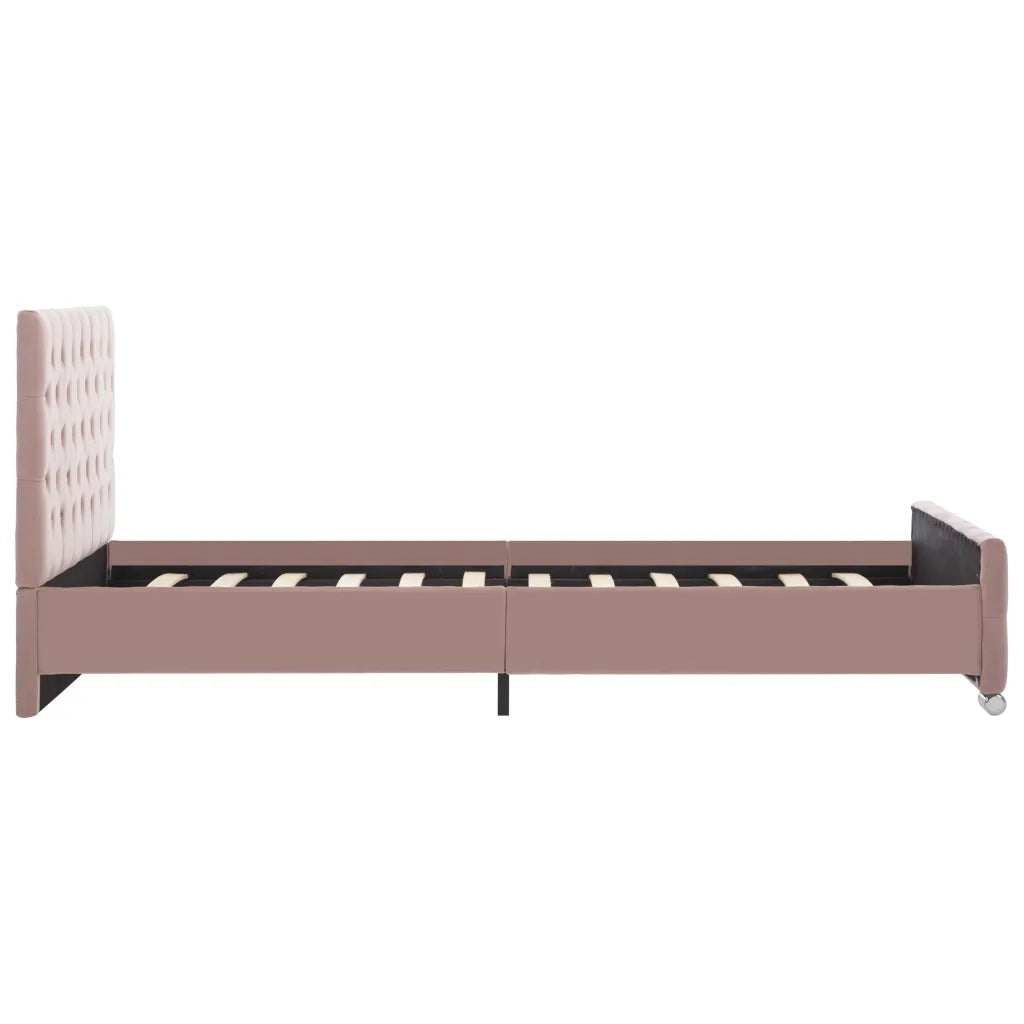 Letto matrimoniale | Letto per adulti | Giroletto Rosa in Velluto 120x200 cm