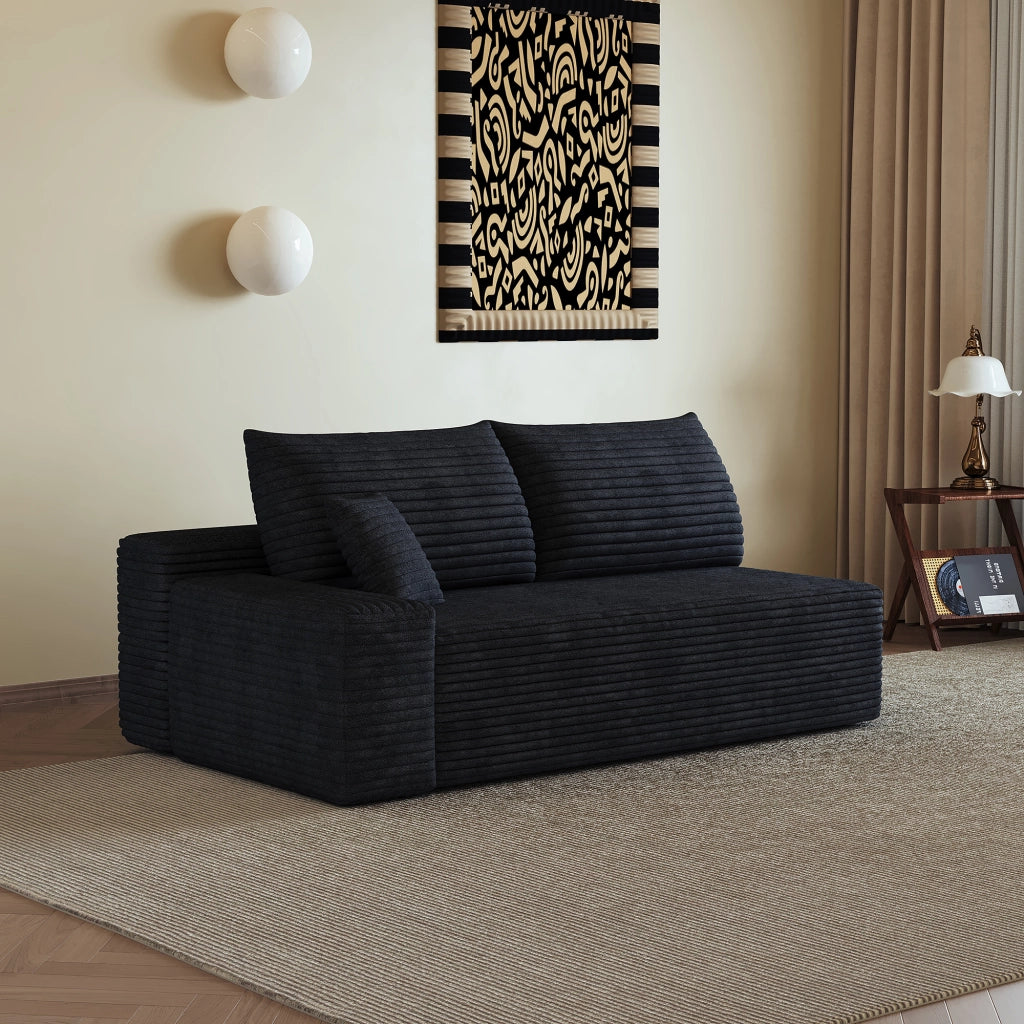 DIVANO 2 POSTI con chaise longue sinistra, tessuto nero