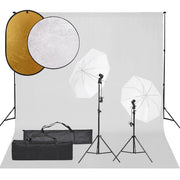 Kit per studio fotografico con illuminazione fondale e riflettore nero 02_0042449