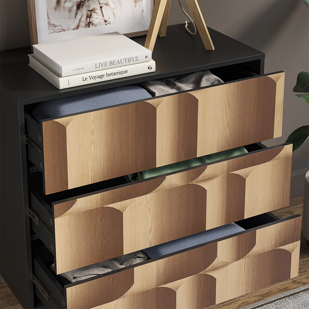 Vicco Cassettiera Nero/quercia 80 x 81.2 cm con 3 cassetti