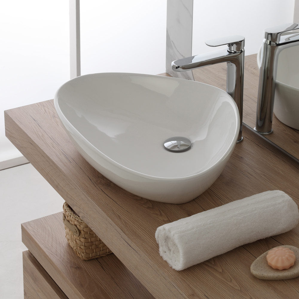 Lavabo da Appoggio Bagno Triangolare in Ceramica Lavandino Ciotola