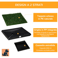 Lettiera per Cani 51x63 cm con Prato Sintetico e Vassoio Inferiore per Interno ed Esterno