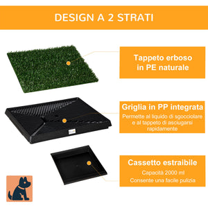 Lettiera per Cani 51x63 cm con Prato Sintetico e Vassoio Inferiore per Interno ed Esterno