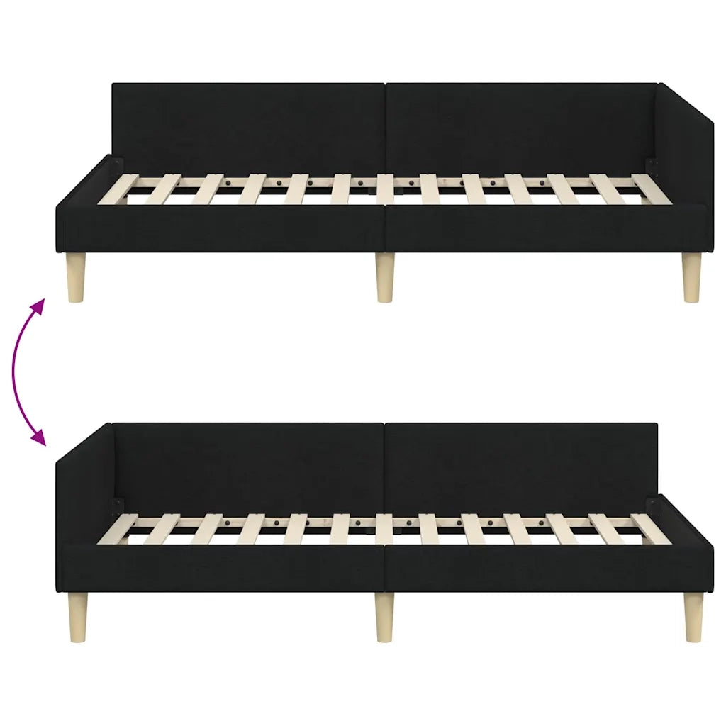 Cornice del letto ad angolo Nero 80 x 200 cm Tessuto 42016103