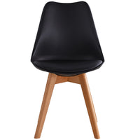 Set 4 Sedie da Pranzo Nero Poltrona Ufficio Casa Gambe in Legno e Cuscino