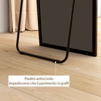 Specchio a Figura Intera da Parete o da Terra in Metallo e Lega di Alluminio, 50x2x161.5 cm, Nero