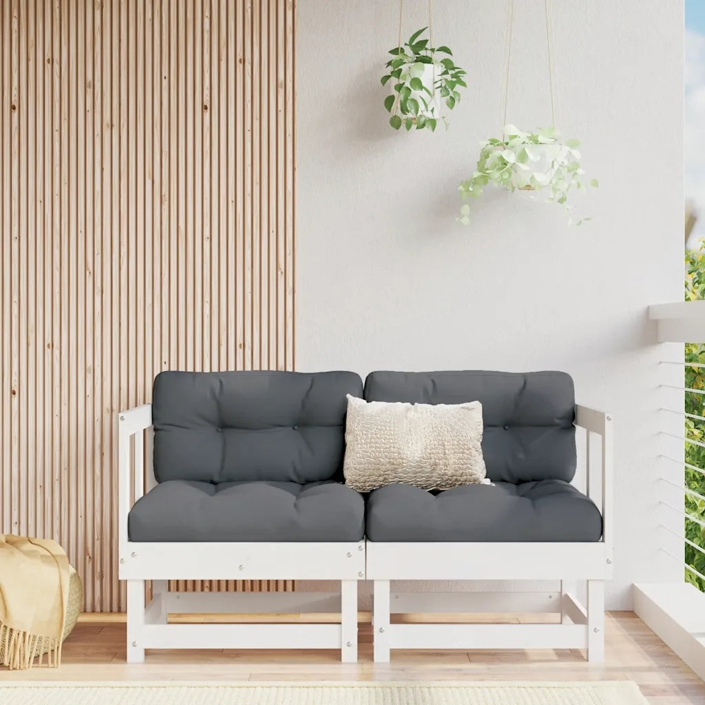 Divano componibile-Divani Angolari con Cuscini 2 pz Legno Massello di Pino Bianco 625668