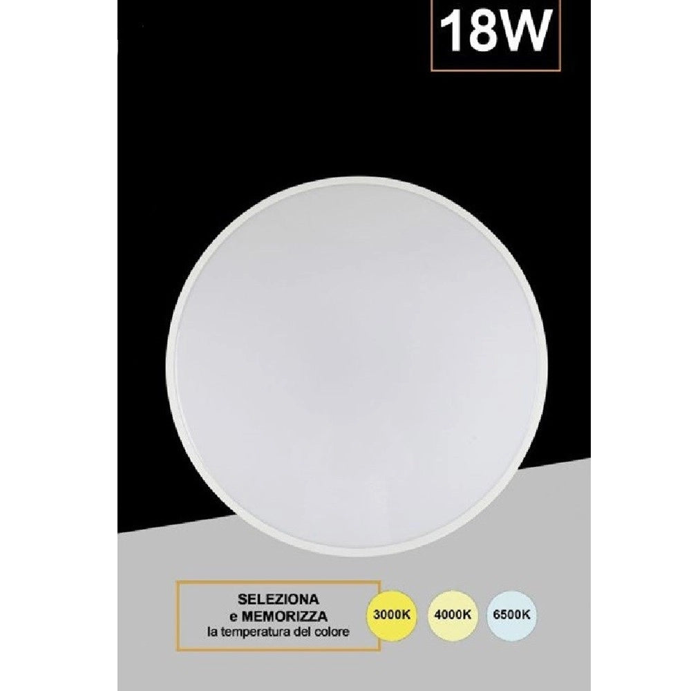 Trade Shop - Applique Da Muro Parete Led Rotondo 18w Ip44 Tre Temperature Di Luce Es-pn300-3c -